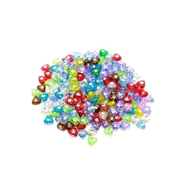 500 Perles acrylique mixte coeur 8 mm - Photo n°1