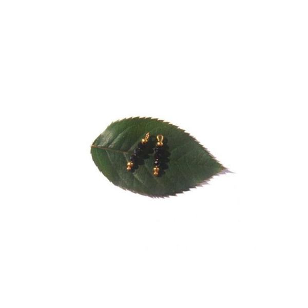Spinelle Noir : 2 MICRO breloques 18 MMde hauteur environ x 3 MM de diamètre - Photo n°1
