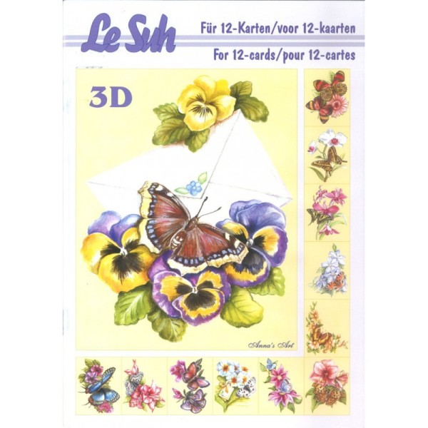 Carte 3D livret A5 à découper - 12 cartes - fleur papillon - Photo n°1