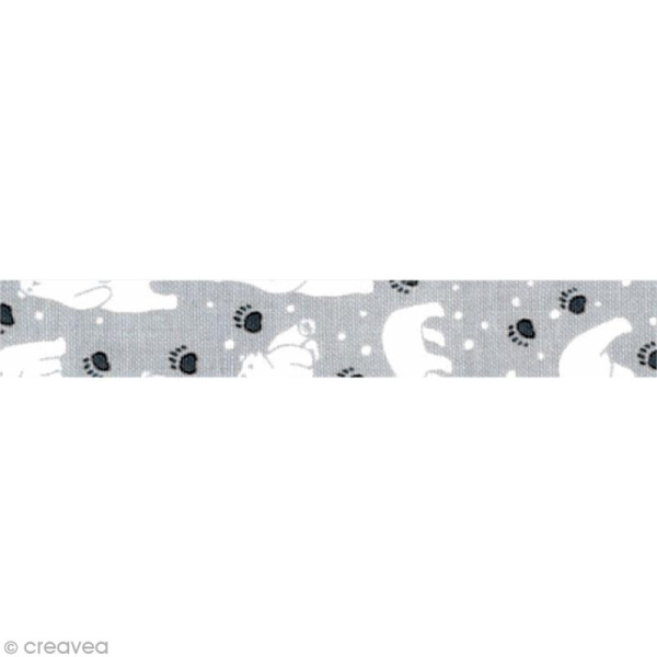Masking tape tissu - Gris et blanc - Ours - Daily Like x 5 m - Photo n°2