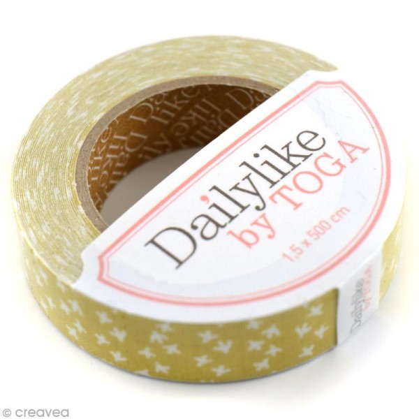 Masking tape tissu - Jaune et blanc - Etoiles - Daily Like x 5 m - Photo n°1
