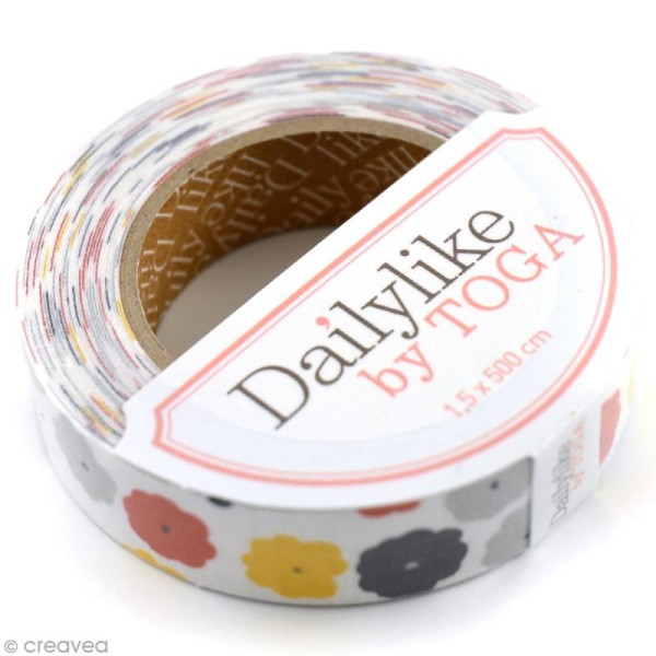 Masking tape tissu - Multicolore - Fleurs - Daily Like x 5 m - Photo n°1