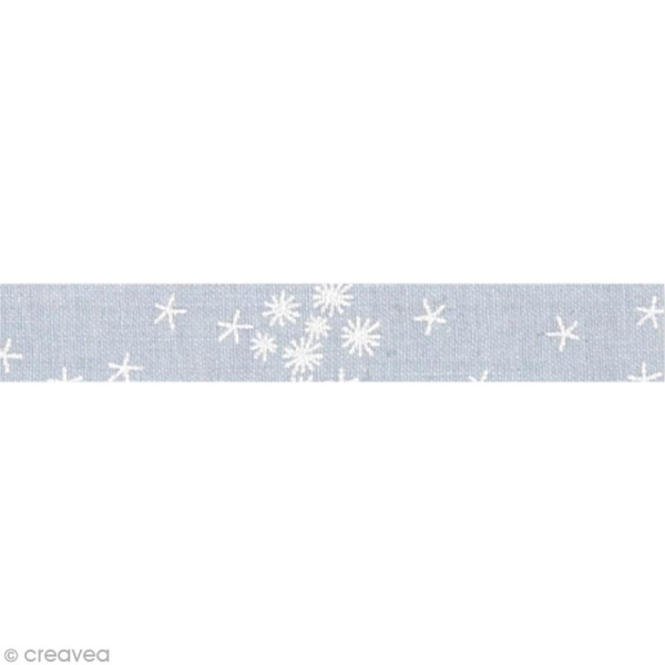 Masking tape tissu - Gris et blanc - Fleurs - Daily Like x 5 m - Photo n°2