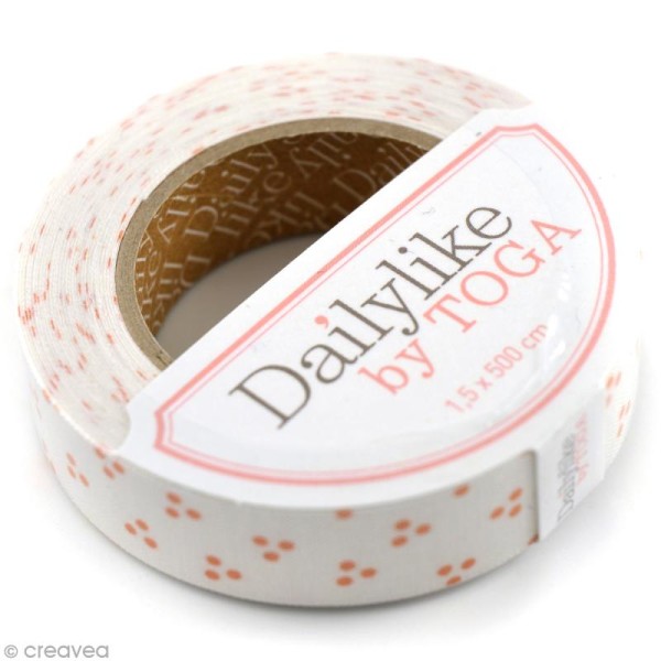 Masking tape tissu - Blanc et orange - Taches - Daily Like x 5 m - Photo n°1