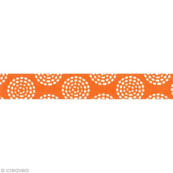 Masking tape tissu - Orange et blanc - Ronds - Daily Like x 5 m - Photo n°2