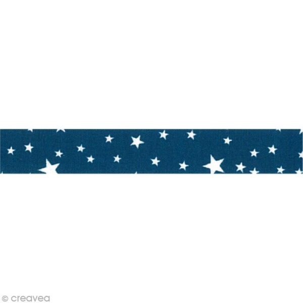 Masking tape tissu - Bleu et blanc - Etoiles - Daily Like x 5 m - Photo n°2