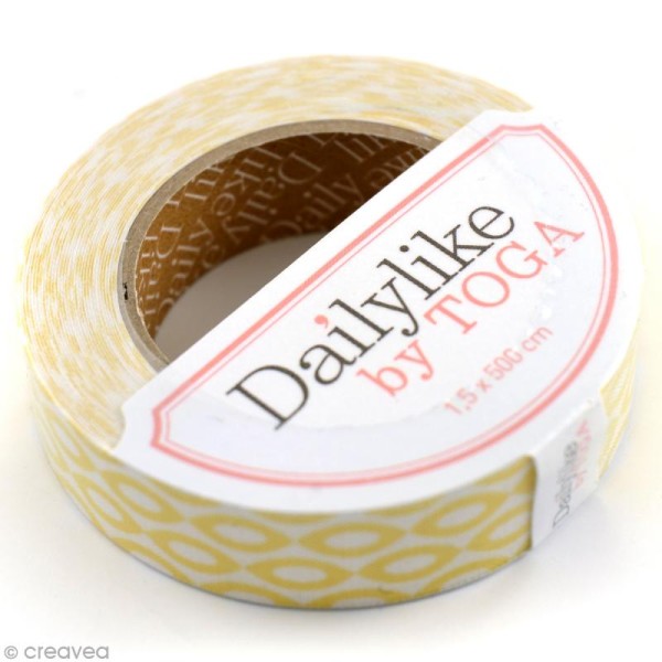 Masking tape tissu - Jaune et blanc - Gouttelettes - Daily Like x 5 m - Photo n°1