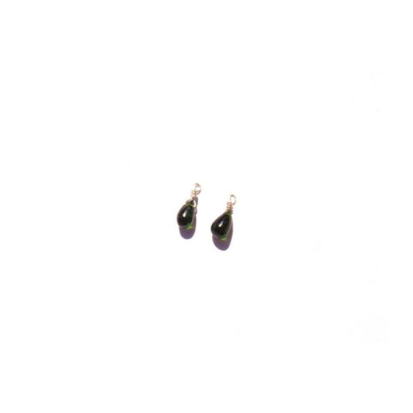 Diopside : MICRO pendentifs gouttes sur fil d'argent 11 MM de hauteur x 5 MM - Photo n°1