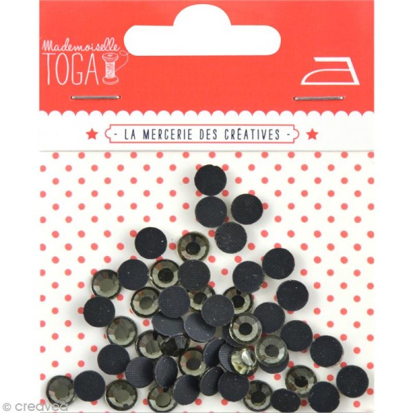 Strass thermocollant rond - Gris Anthracite - 6 mm x 50 - Photo n°1