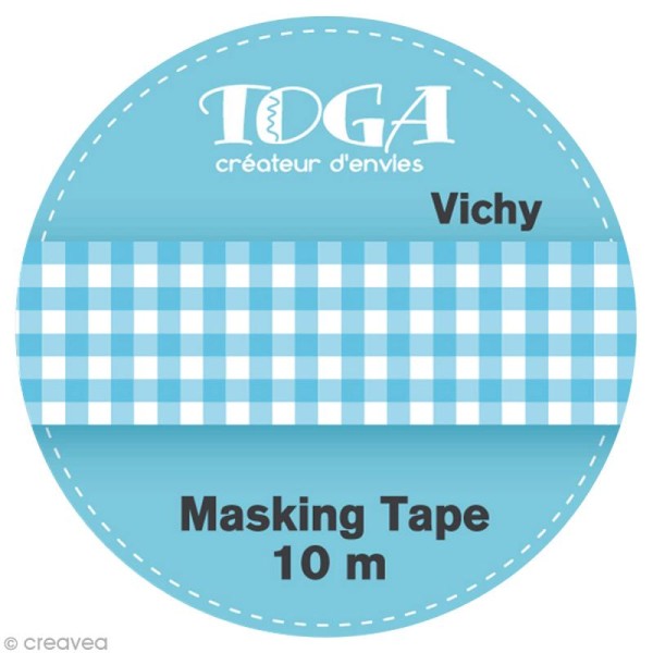 Masking tape Toga - Vichy bleu x 10 m - Photo n°2