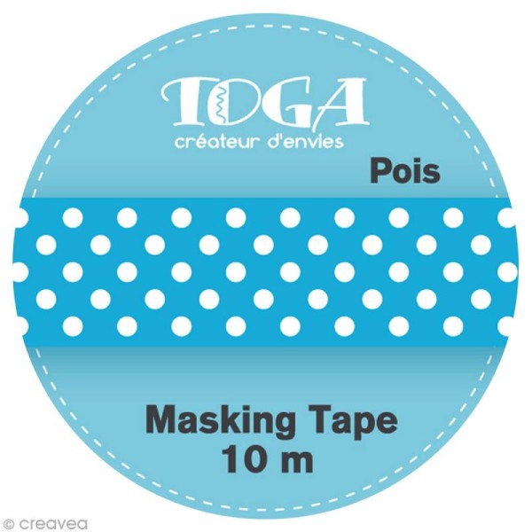 Masking tape Toga - Bleu à pois blanc x 10 m - Photo n°2