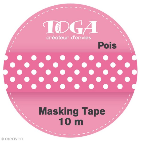 Masking tape Toga - Rose à pois blanc x 10 m - Photo n°2