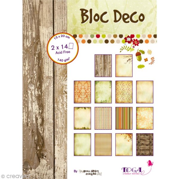 Bloc Deco Toga - Couleurs d'automne - 15 x 20 cm - 28 feuilles - Photo n°1