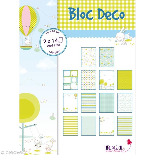 Bloc Deco Toga - Bout'Chou bleu - 15 x 20 cm - 28 feuilles - Photo n°1
