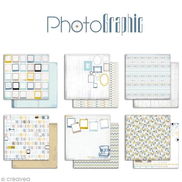Papier scrapbooking Photographic - Set 6 feuilles 30,5 x 30,5 cm - Recto Verso - Photo n°2