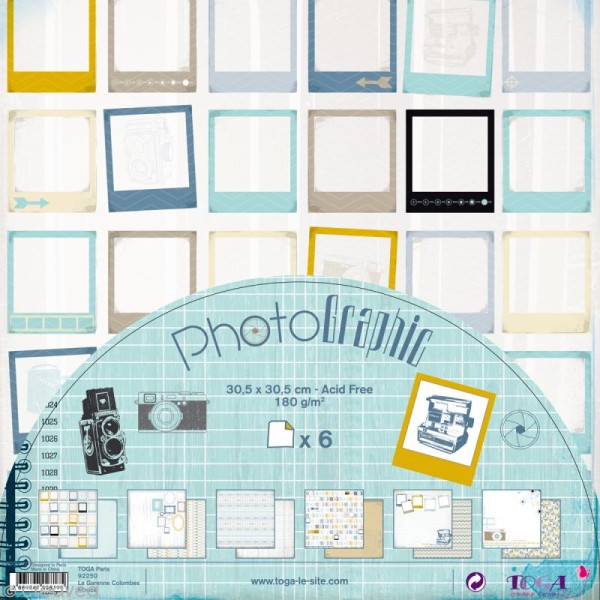 Papier scrapbooking Photographic - Set 6 feuilles 30,5 x 30,5 cm - Recto Verso - Photo n°1