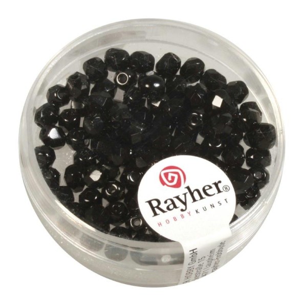 Perles facettées en verre 4 mm ø noir boîte de 100 - Photo n°1