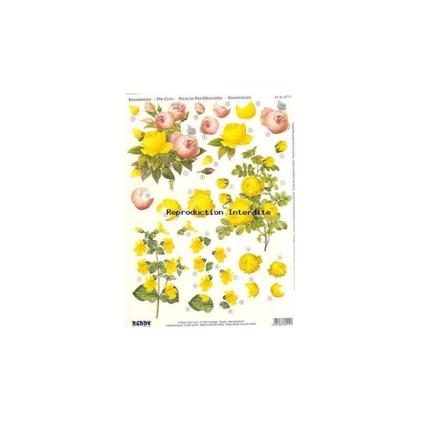 Carte 3D prédéc. - A4 - 82114 - bouquet roses jaunes/roses - Photo n°1