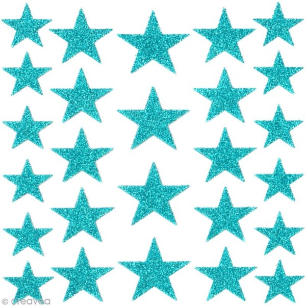 Stickers Oh ! Glitter - Etoiles paillettées - Bleu x 26 - Photo n°2