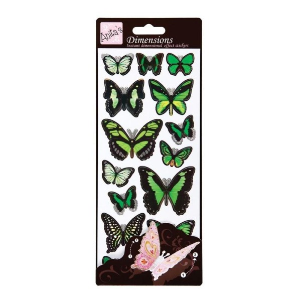 Stickers - papillons vert - effet 3D - Photo n°1