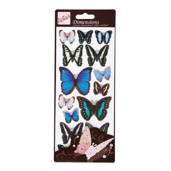 Stickers - papillon bleu - effet 3D - Photo n°1