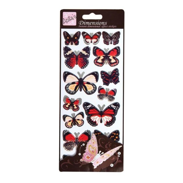 Stickers - papillon rouge - effet 3D - Photo n°1