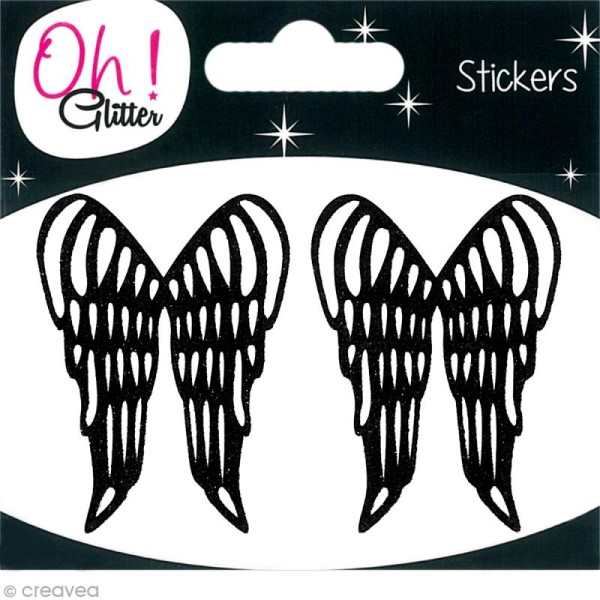 Stickers Oh ! Glitter - Aile paillettée - Noir x 2 - Photo n°1