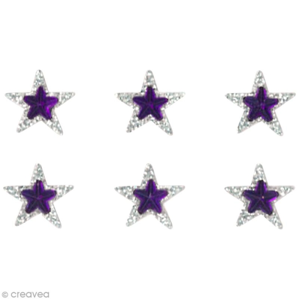 Stickers Oh ! Glitter - Etoiles Gris argent - violet à paillettes 1,3 cm - 6 pcs - Photo n°2