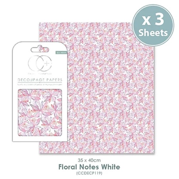 Papier patch 3 feuilles 35x40 cm notes florales roses - Photo n°1
