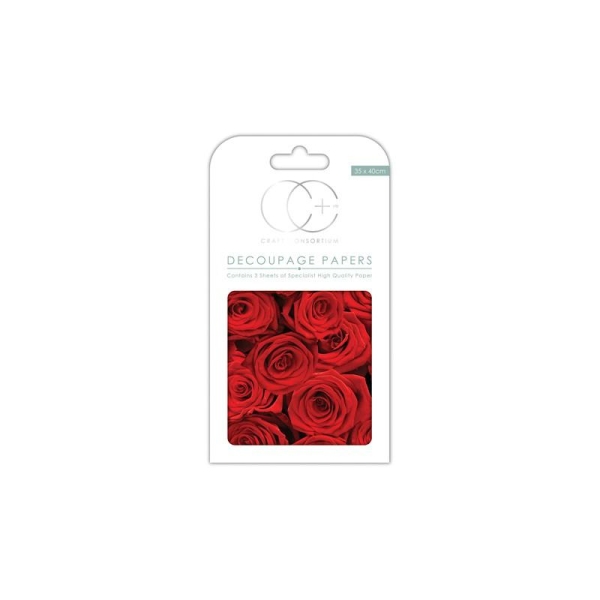 Papier patch 3 feuilles 35x40 cm roses rouges - Photo n°1