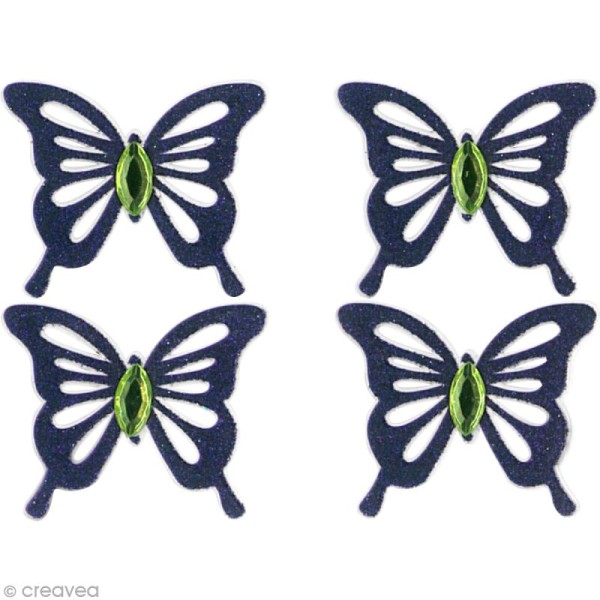 Stickers Oh ! Glitter - Papillons Violet à paillettes 3,5 cm - 4 pcs - Photo n°2