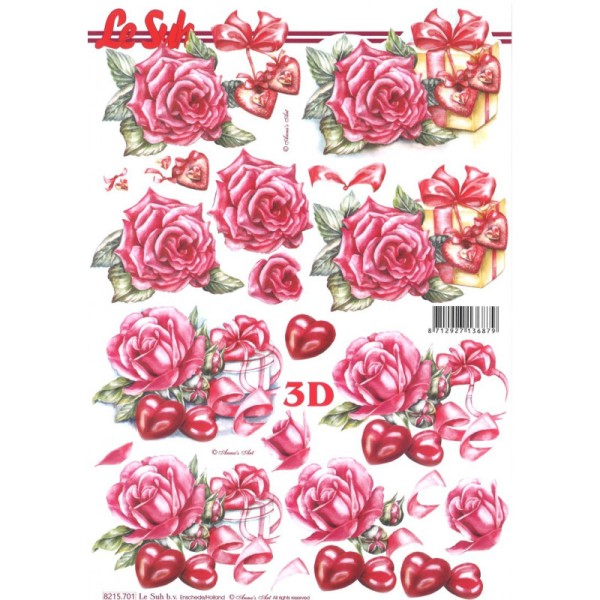Carte 3D à découper - roses coeurs - 8215701 - Photo n°1