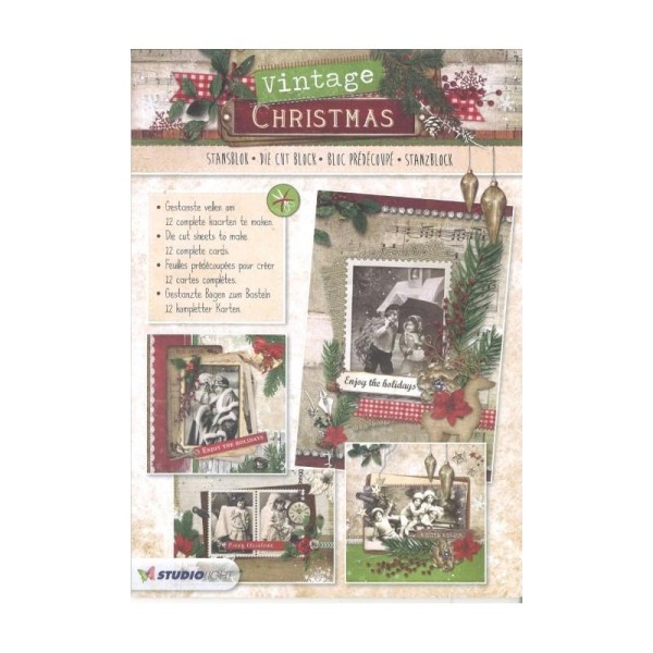 Bloc 12 feuilles A4 carte 3D prédec. 180g vintage christmas - Photo n°1