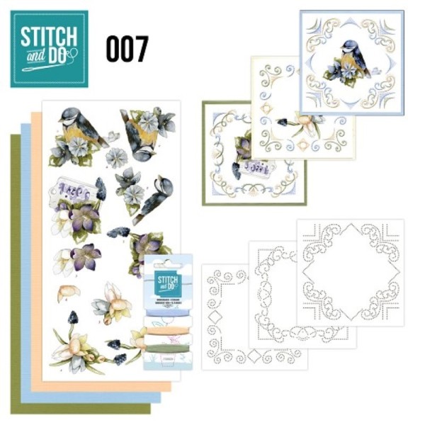 Stitch and do 007 - kit Carte 3D broderie - fleurs et mésanges - Photo n°1