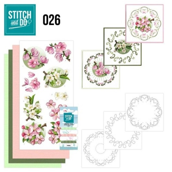 Stitch and do 26 - kit Carte 3D broderie - Fleurs roses - Photo n°1