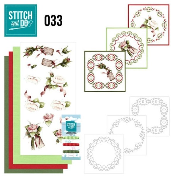 Stitch and do 33 - kit Carte 3D broderie - Roses - Photo n°1