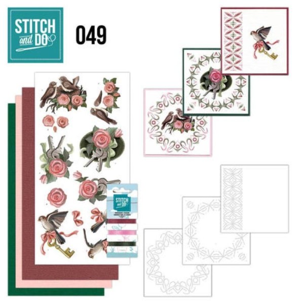 Stitch and do 49 - kit Carte 3D broderie - Oiseaux et clés - Photo n°1