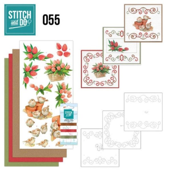 Stitch and do 55 - kit Carte 3D broderie - Oiseaux et fleurs - Photo n°1