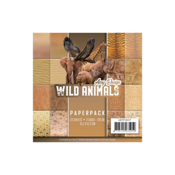 Bloc de papier - amy design - wild animals 15.2 x 15.2 - Photo n°1