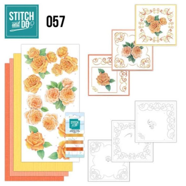 Stitch and do 57 - kit Carte 3D broderie - Roses orangées - Photo n°1