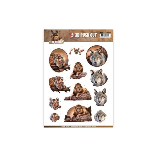 Carte 3D prédéc. - SB10160 - wild animals - tigre lion et loup - Photo n°1