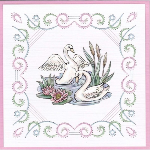 Stitch and do 61 - kit Carte 3D broderie - Cygnes - Photo n°2