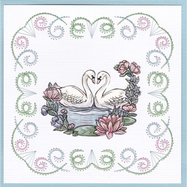 Stitch and do 61 - kit Carte 3D broderie - Cygnes - Photo n°3