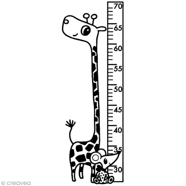Tampon Naissance - Toise Girafe et souris - 3 x 9 cm - Photo n°1