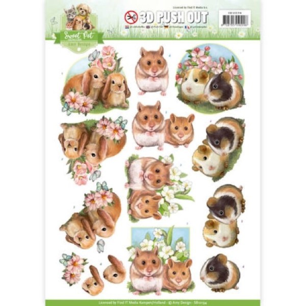 Carte 3D prédéc. - SB10194 - sweet pet - lapins hamsters et cobayes - Photo n°1
