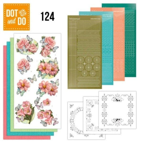 Dot and do 124 - kit Carte 3D - fleurs roses et papillons - Photo n°1