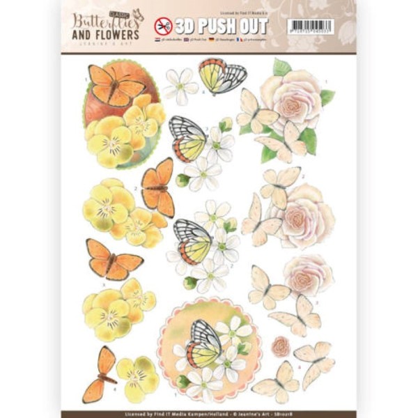Carte 3D prédéc. - SB10218 - classic butterflies and flowers - papillons sur fleurs - Photo n°1
