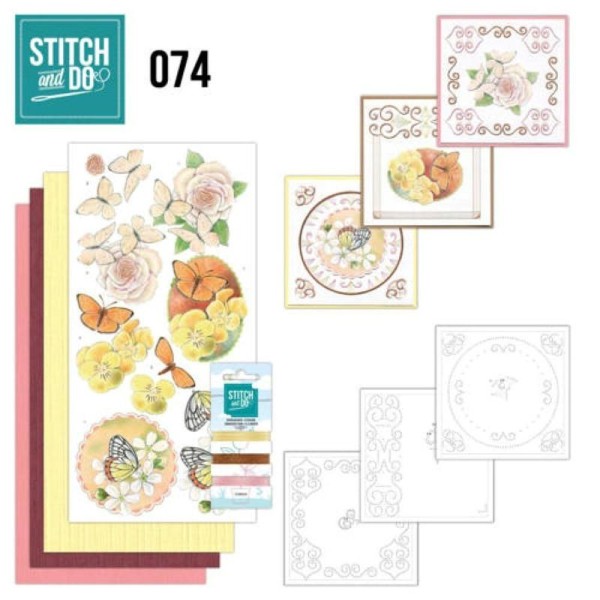 Stitch and do 74 - kit Carte 3D broderie - fleurs et papillons - Photo n°1