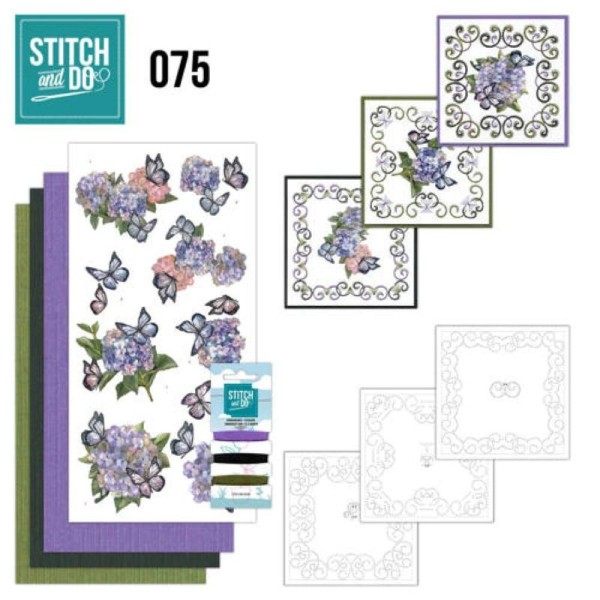 Stitch and do 75 - kit Carte 3D broderie - hortensias - Photo n°1