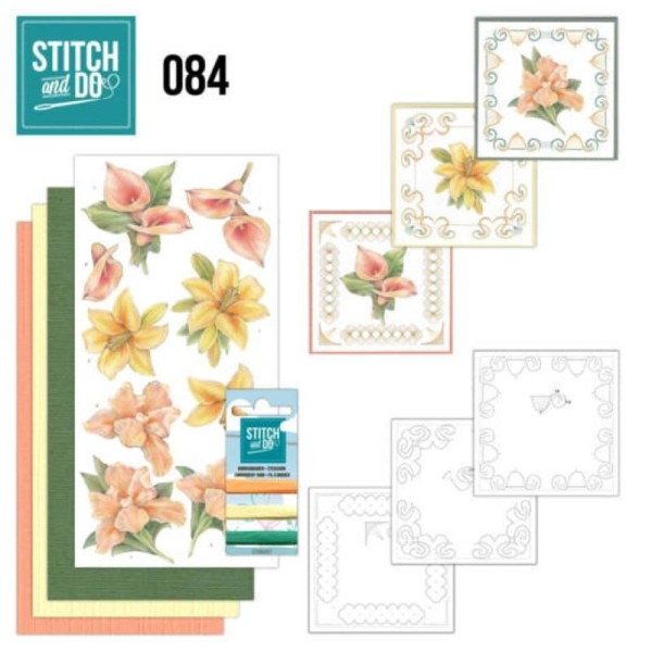 Stitch and do 84 - kit Carte 3D broderie - fleurs jaunes - Photo n°1